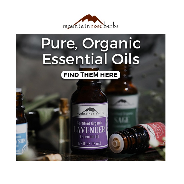 Bottles of organic essential oils