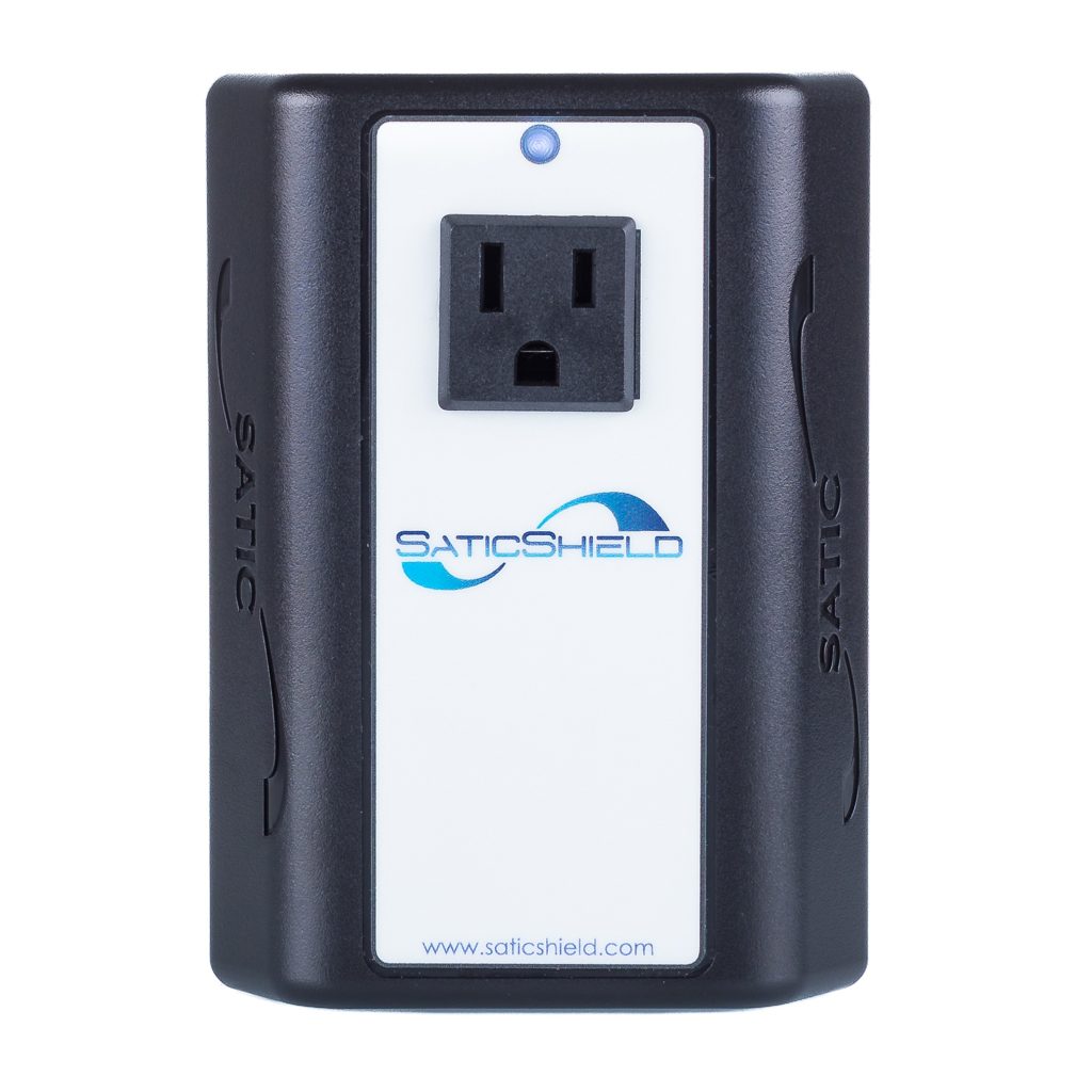 Black electronic device with outlet
